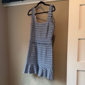 Lulu's Chic Blue and White Tweed Dress